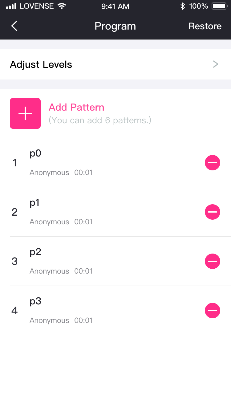 The Lovense Remote app screenshot: Up to 10 Patterns