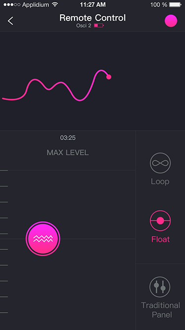 The Lovense Remote app screenshot: tap and slide remote control.