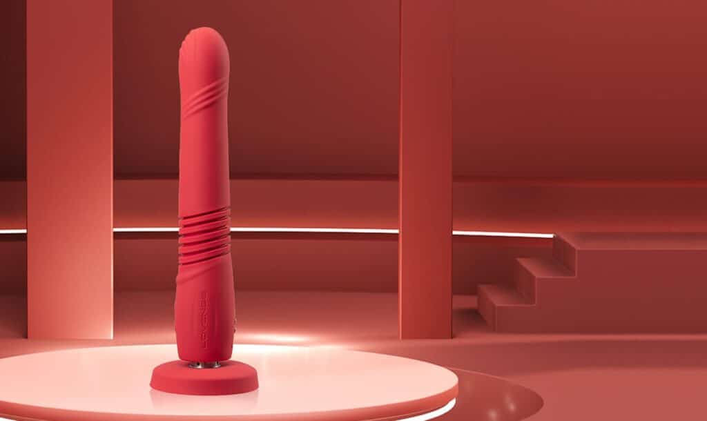 gravity by lovense, thrusting vibrator, red dildos and sex toys