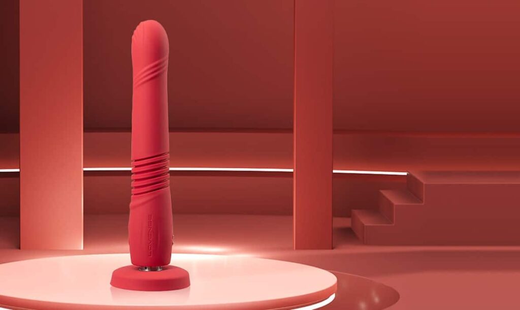 gravité par lovense, vibromasseur va-et-vient, godes rouges et jouets sexuels