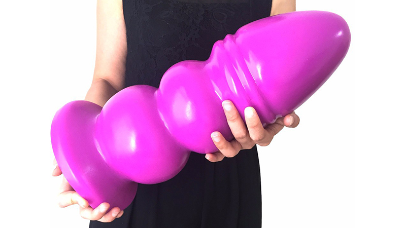 Enormous pink butt plug, anal play with large sex toys