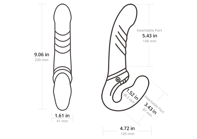 Lovense Lapis strapless strapon dimensions