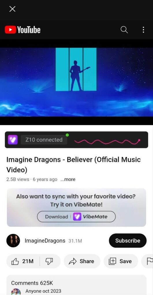 Lovense Remote app sync to music video option