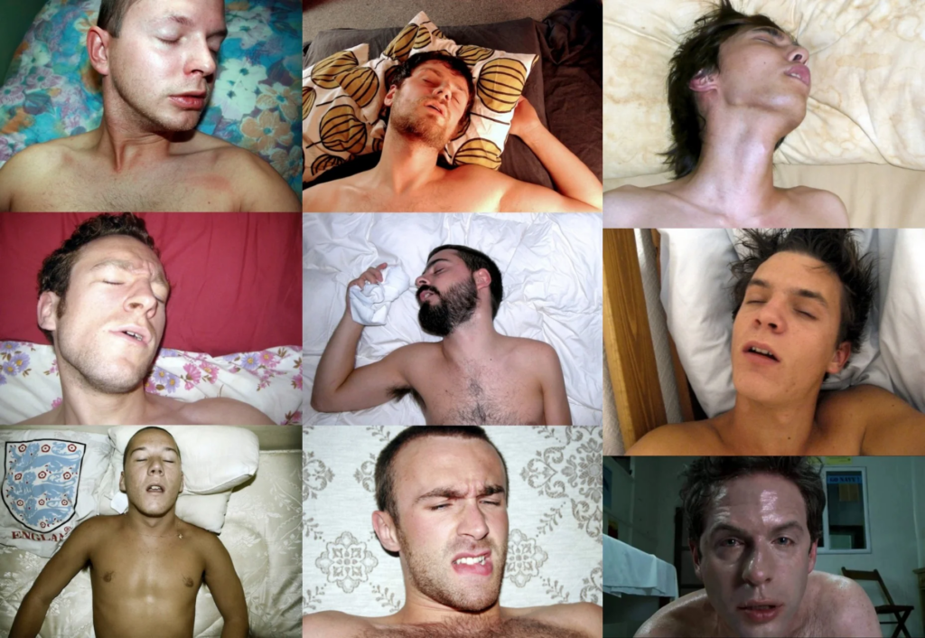 Alt: Collage picture of different men experiencing an orgasm