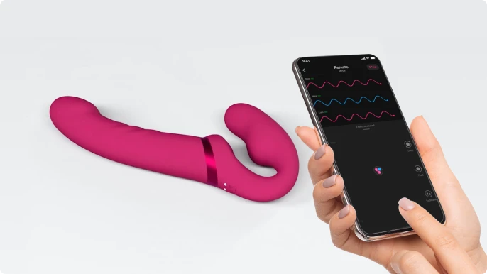 Lovense Lapis wearable, vibrating dildo with long-distance app-control, lesbian dildos