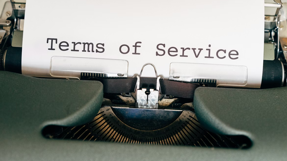 terms of service written on a typewriter