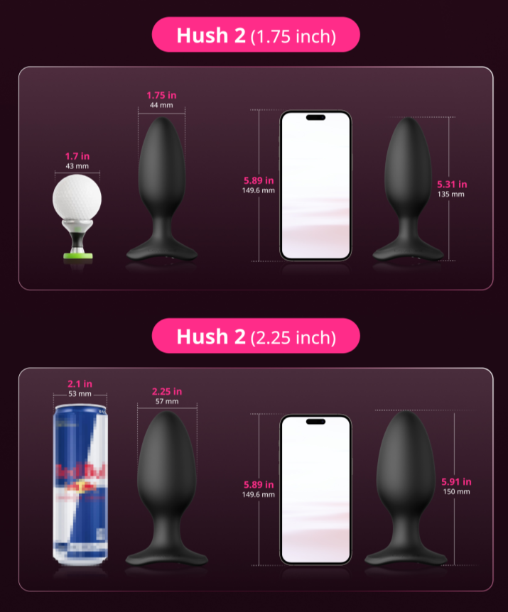 Lovense hush M and L vibrating butt plug